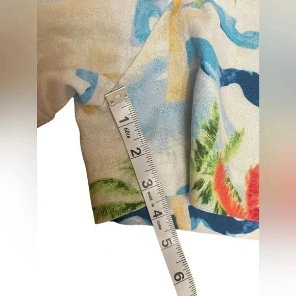 C&C California Tropical Beach Palm Tree Belted Linen Blend Shorts Womens Size 8 - Picture 9 of 11